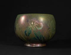 Iridescent Iris Art Nouveau Cachepot by Clement Massier