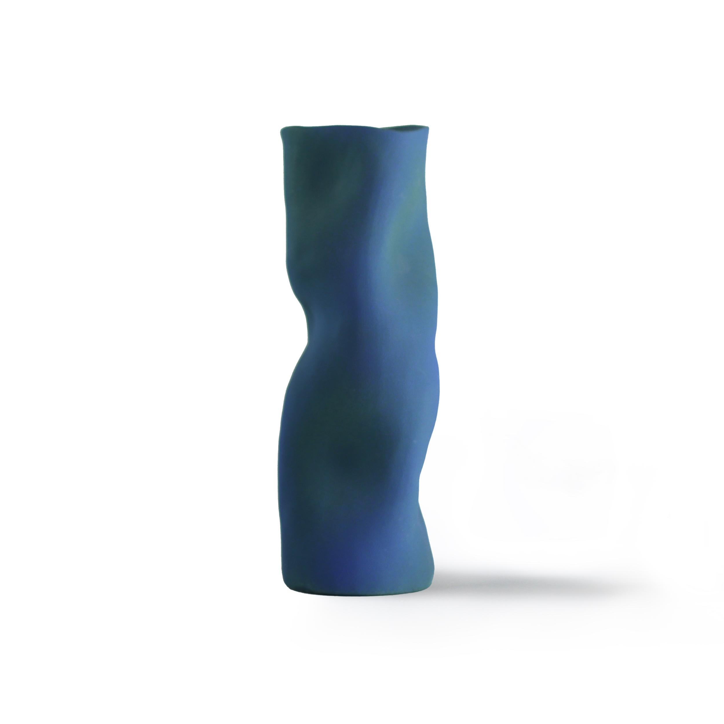 Asian Iridescent Lapis Aurora Vase, Available in 3 Sizes For Sale