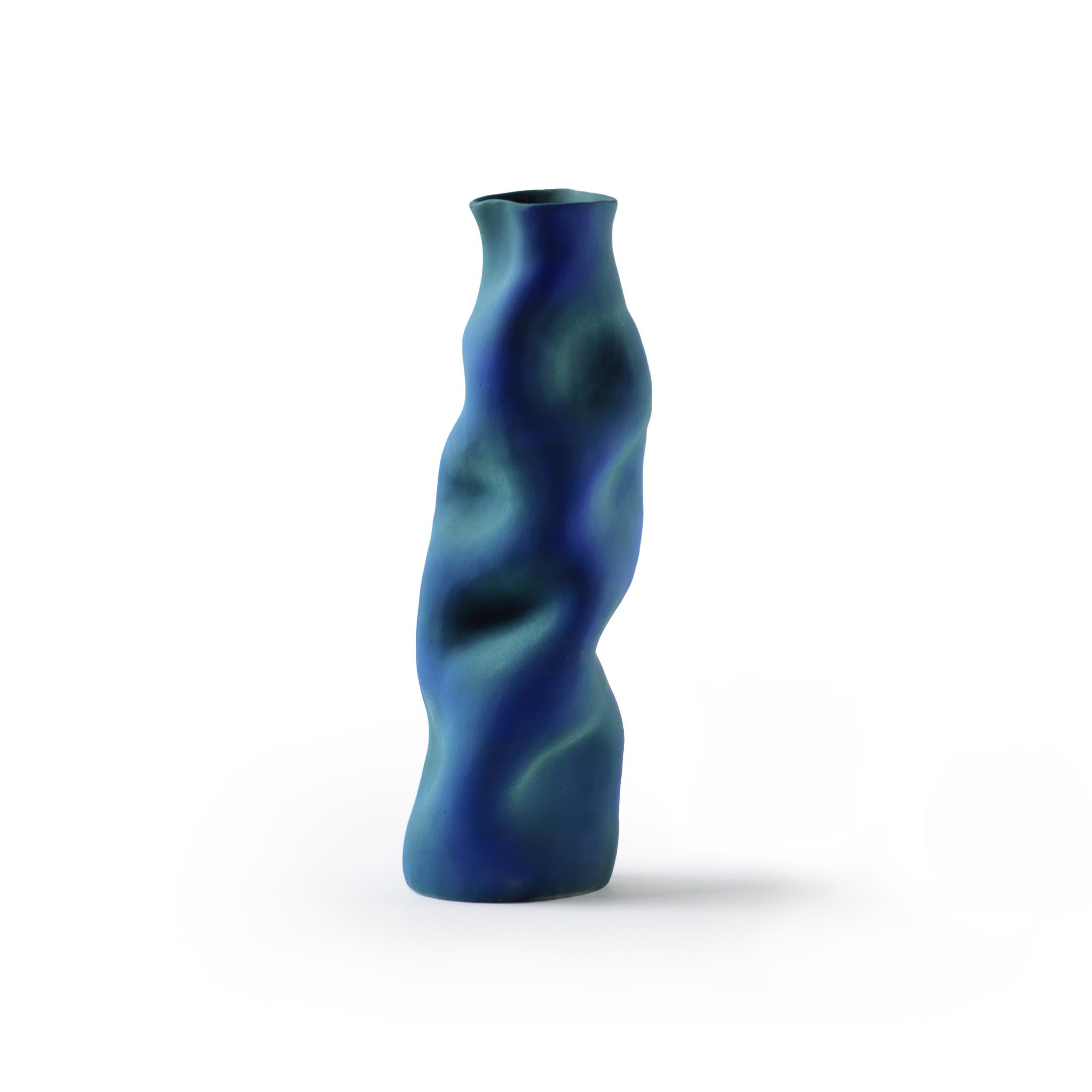 Hand-Crafted Iridescent Lapis Aurora Vase, Available in 3 Sizes For Sale