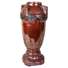 Iridescent Majolica Amphora Vase Attributed to J. Dressler, Bohemia, ca. 1900
