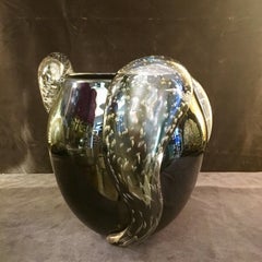 Iridescent Mirrored Murano Glass Italian Vase Signed by Costantini Murano, 1950s