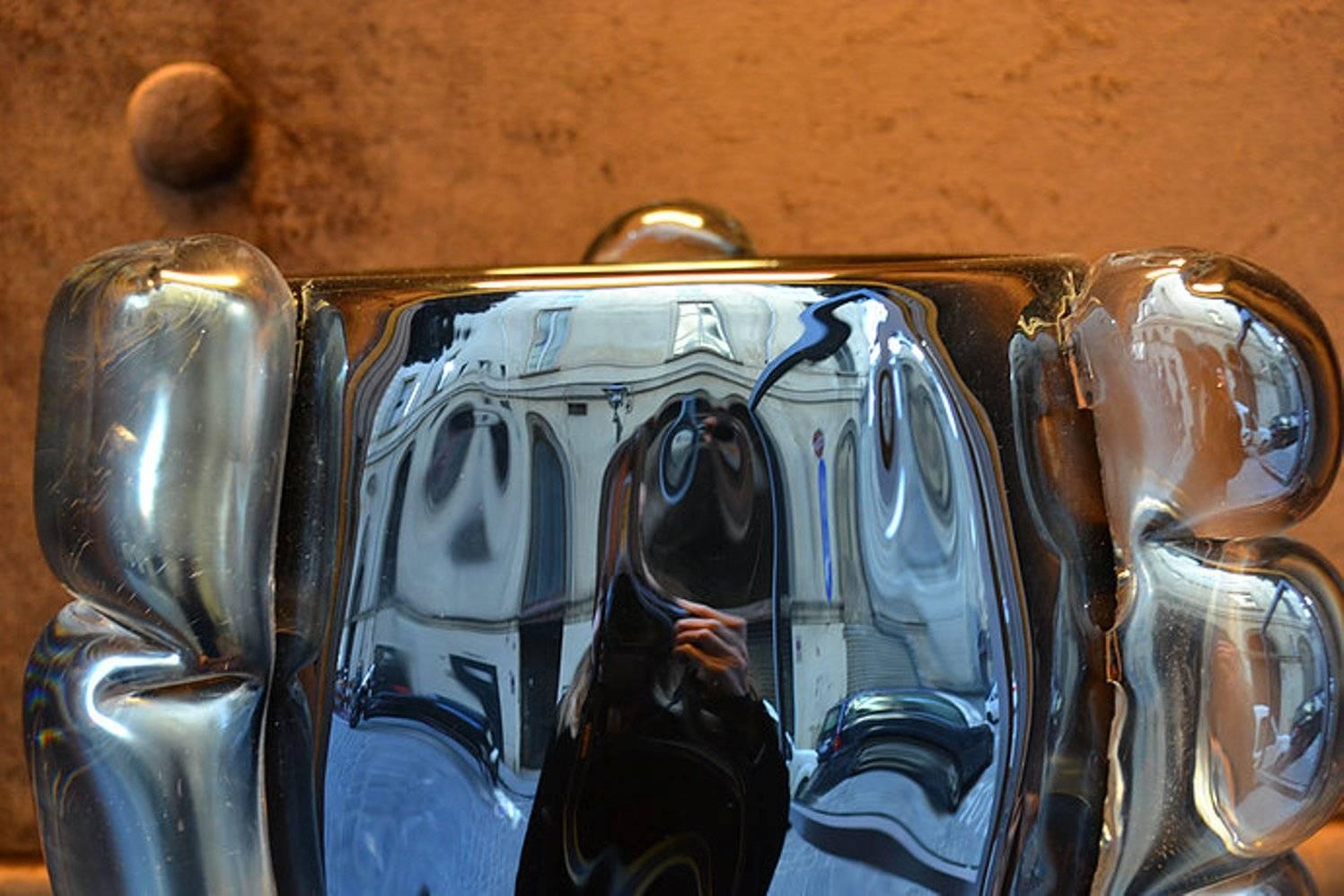 Iridescent Mirrored Murano Glass Italian Vase Signed by Costantini Murano, 1950s 2