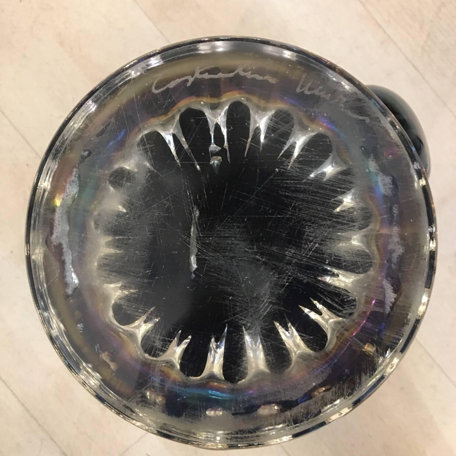 Iridescent Mirrored Murano Glass Italian Vase Signed by Costantini Murano, 1950s 4
