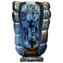 Iridescent Mirrored Murano Glass Italian Vase Signed by Costantini Murano, 1950s