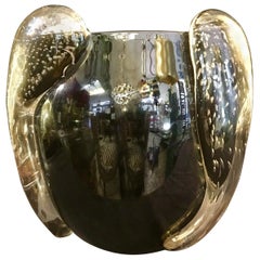 Iridescent Mirrored Murano Glass Italian Vase Signed by Costantini Murano, 1950s