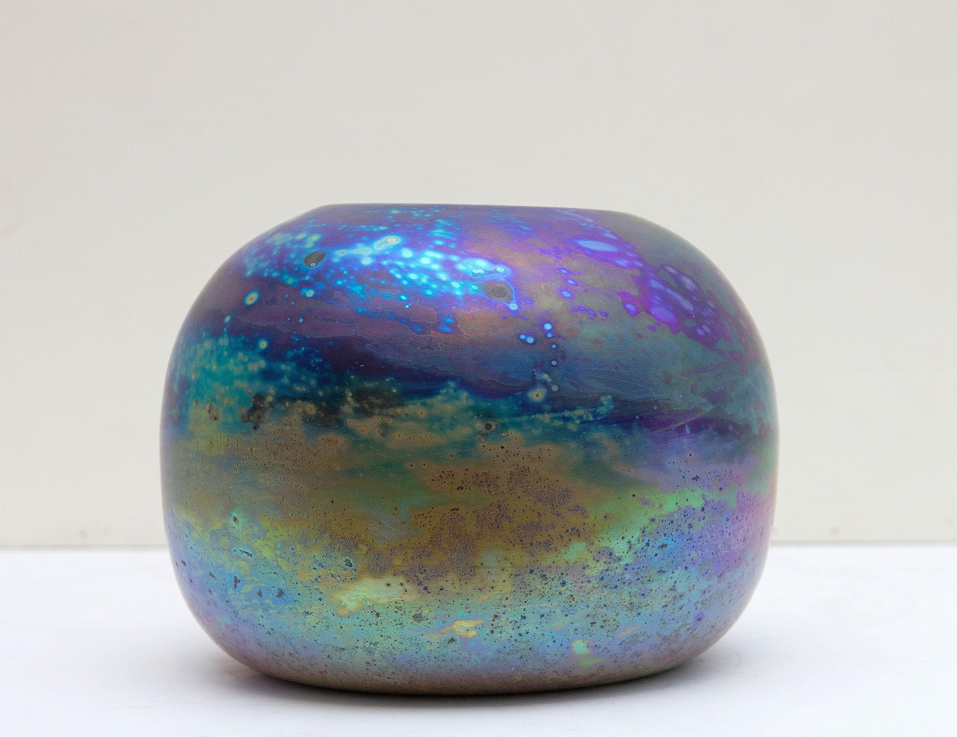 iridescent art glass vase