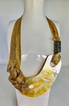 Iridescent Mother of Pearl Statement Necklace Sustainable Eco by Sylvia gottwald
