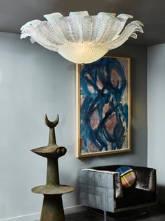 Iridescent Murano Glass Leaf Flush Mount