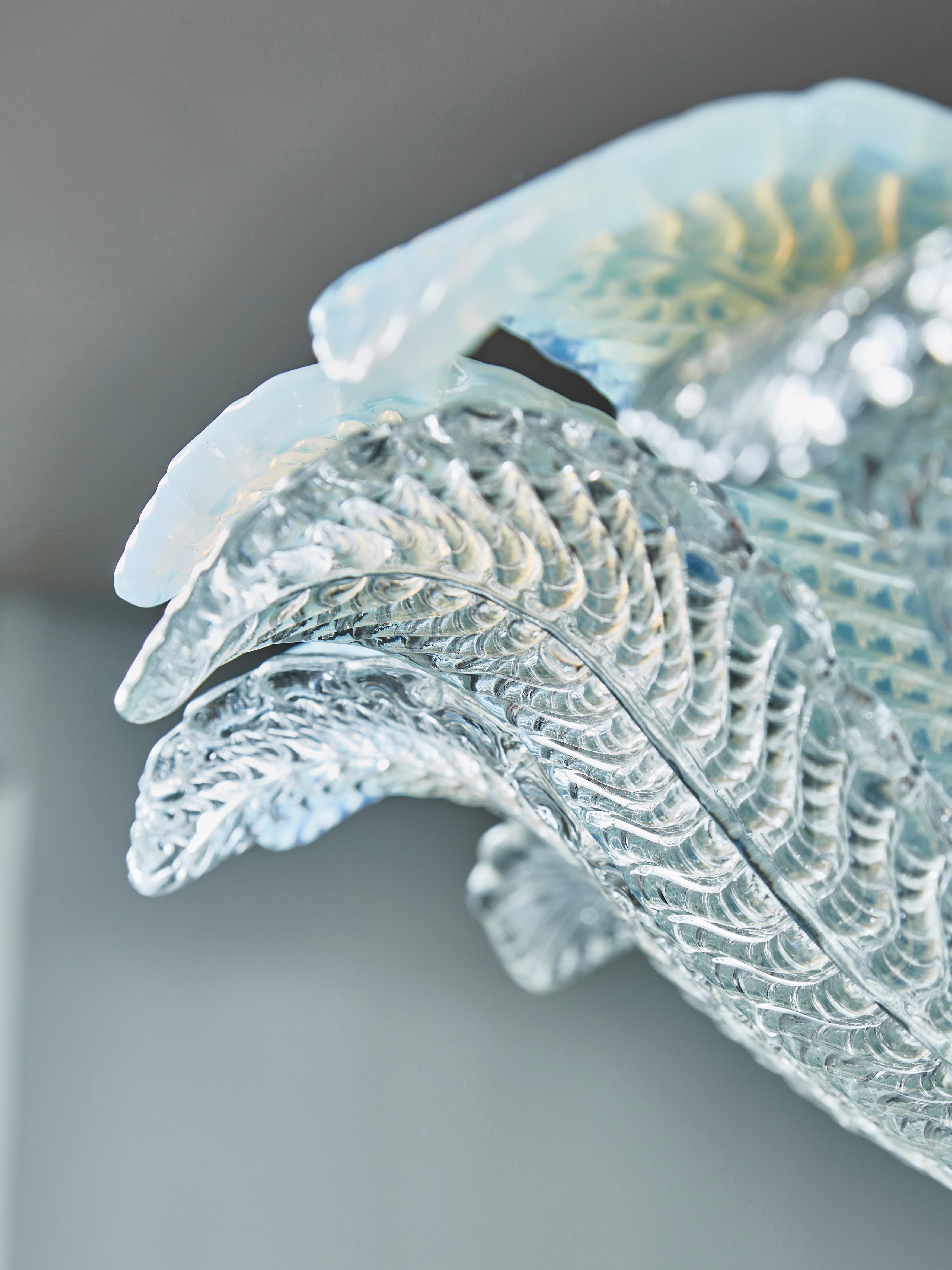 italien Monture affleurante à feuilles en verre Murano irisé en vente