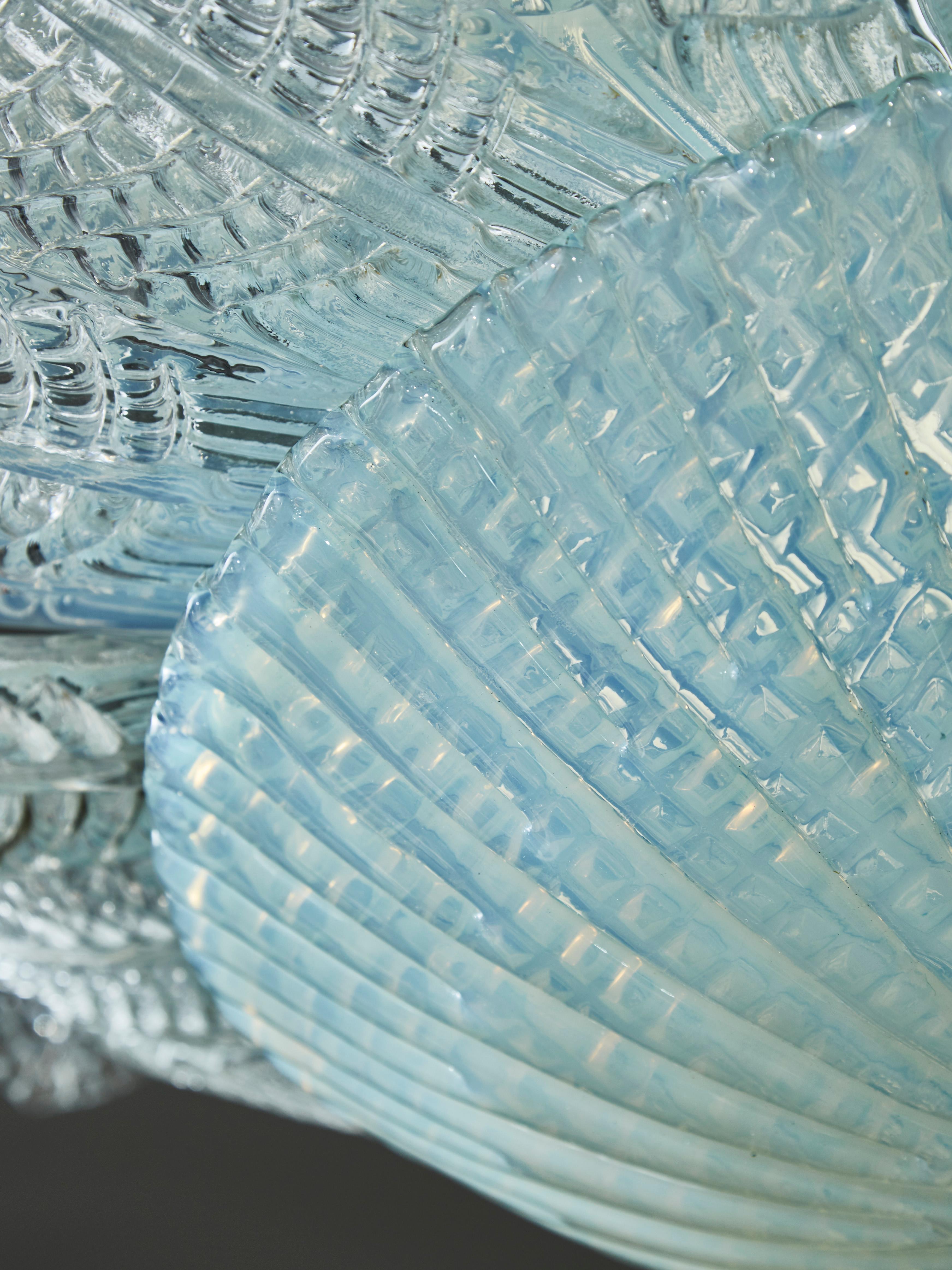 XXIe siècle et contemporain Monture affleurante à feuilles en verre Murano irisé en vente