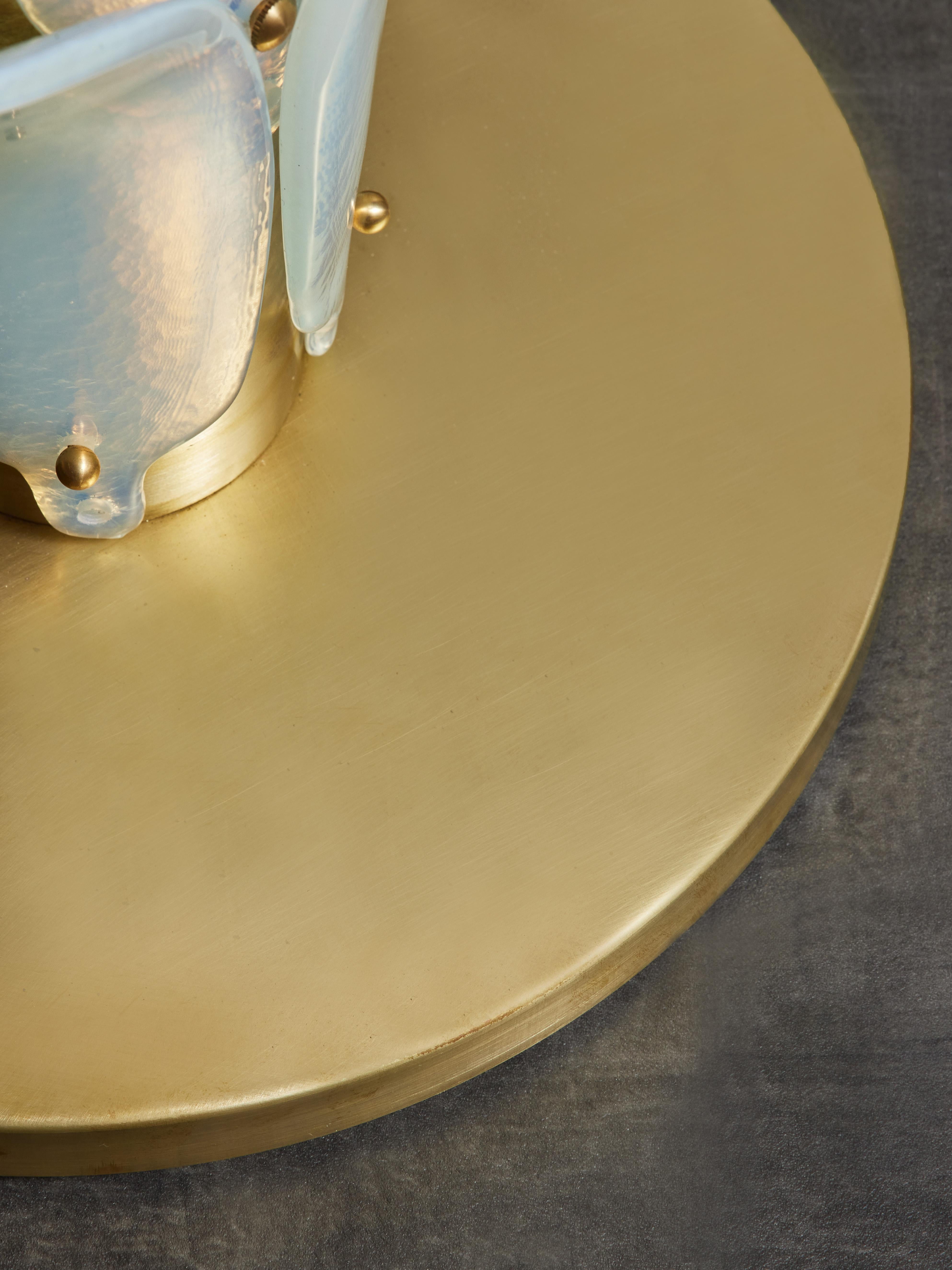Brass Iridescent Murano Glass Palm Tree Floor Lamp For Sale