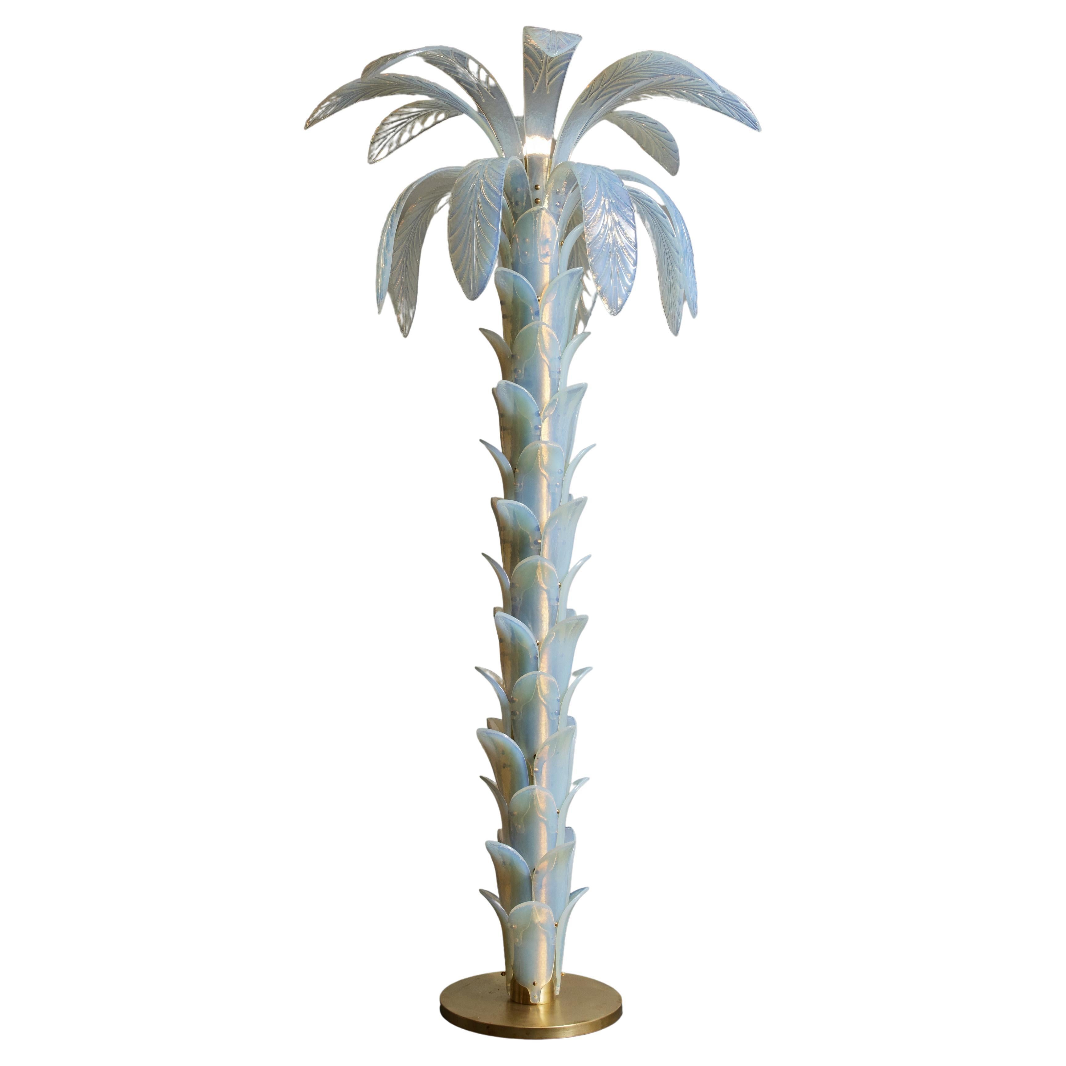 Iridescent Murano Glass Palm Tree Floor Lamp For Sale
