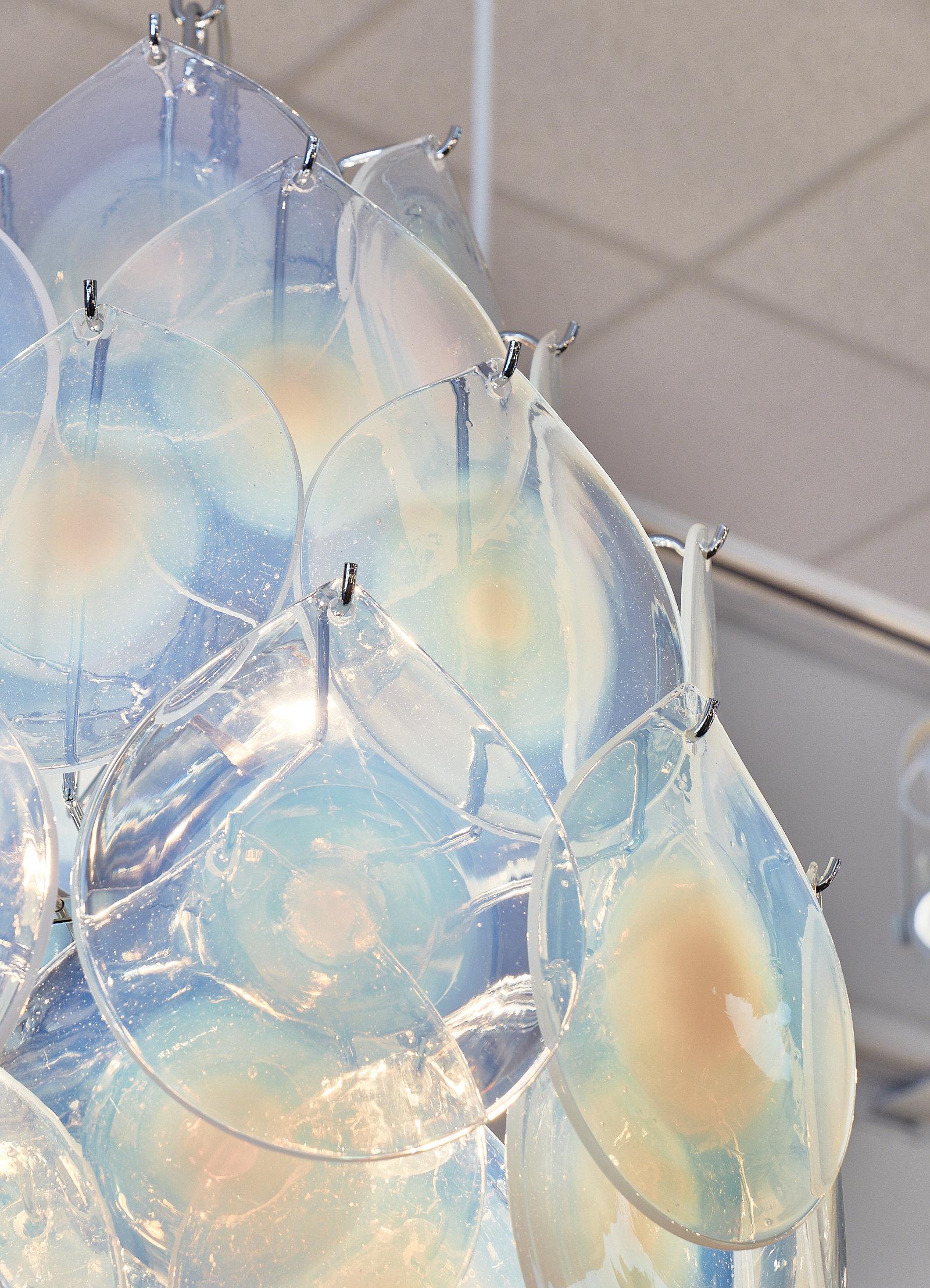 Iridescent Murano Glass Pendant Chandelier In Excellent Condition In Austin, TX