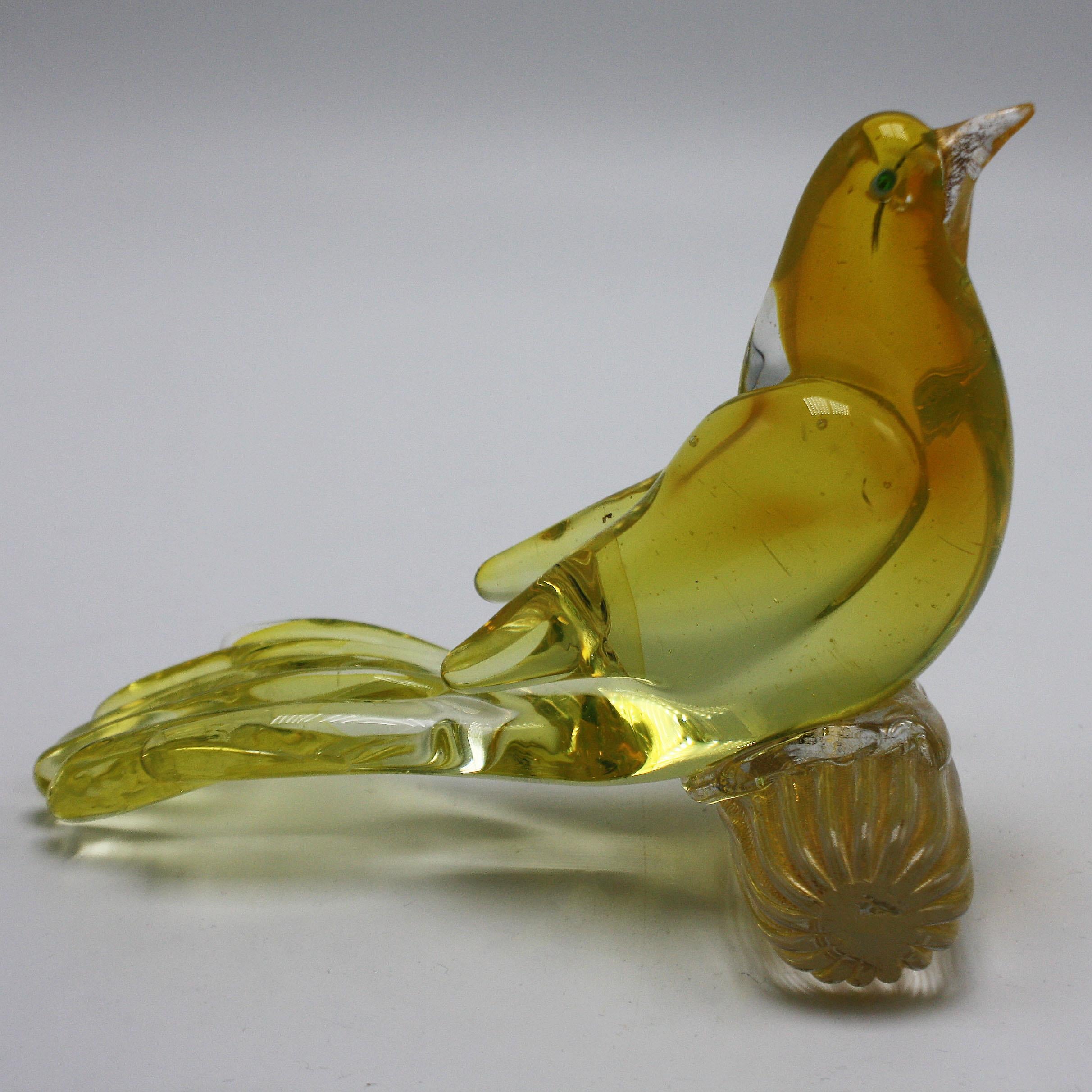Iridescent Murano glass perched bird, circa 1950.
$325