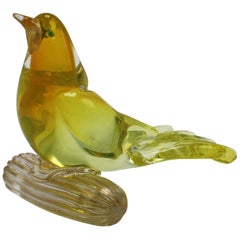 Iridescent Murano Glass Perched Bird, circa 1950