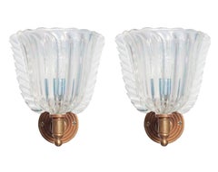 Iridescent Murano Glass Sconces by Giovanni Dalla Fina, Italy, Circa 1970