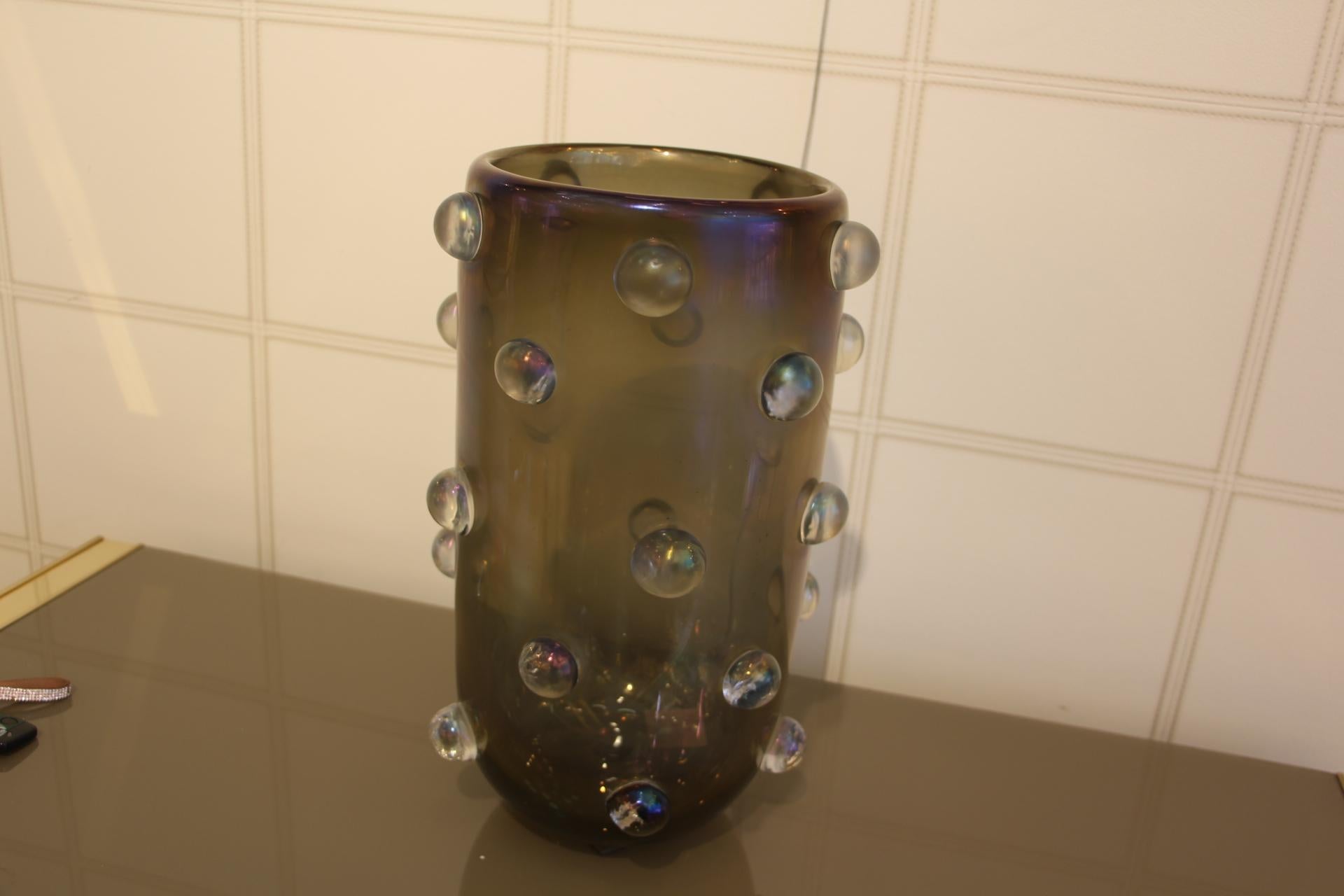 Iridescent Murano Glass Vase by Cenedese 4