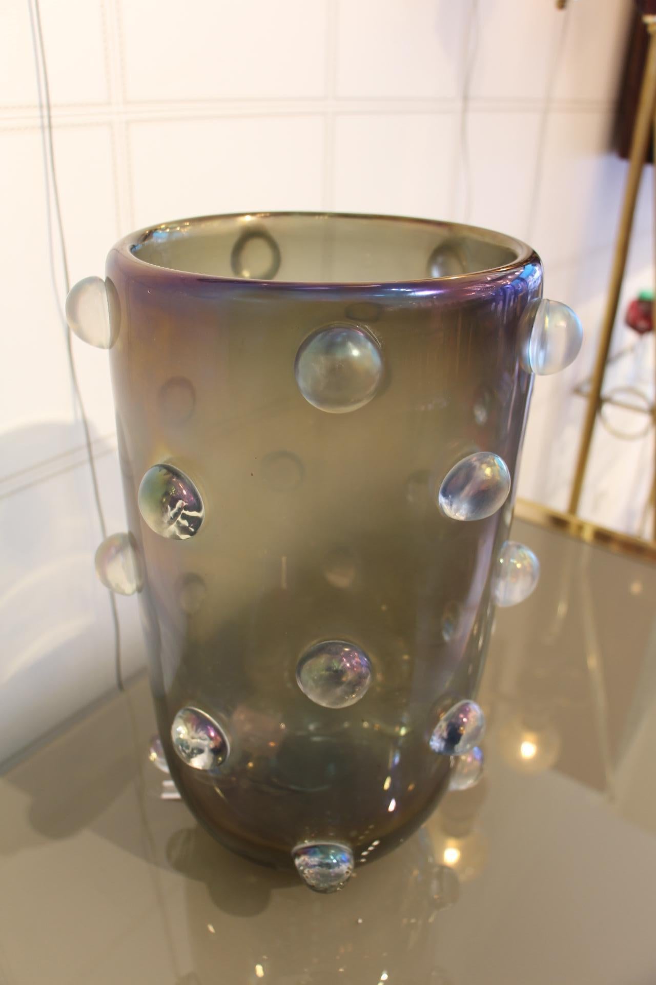 Iridescent Murano Glass Vase by Cenedese 6