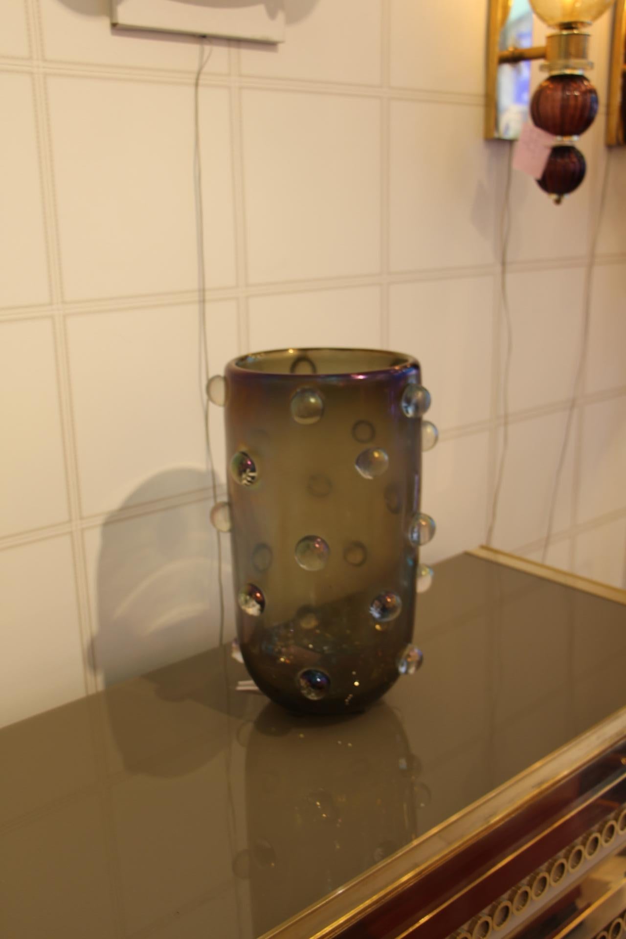 Iridescent Murano Glass Vase by Cenedese 7