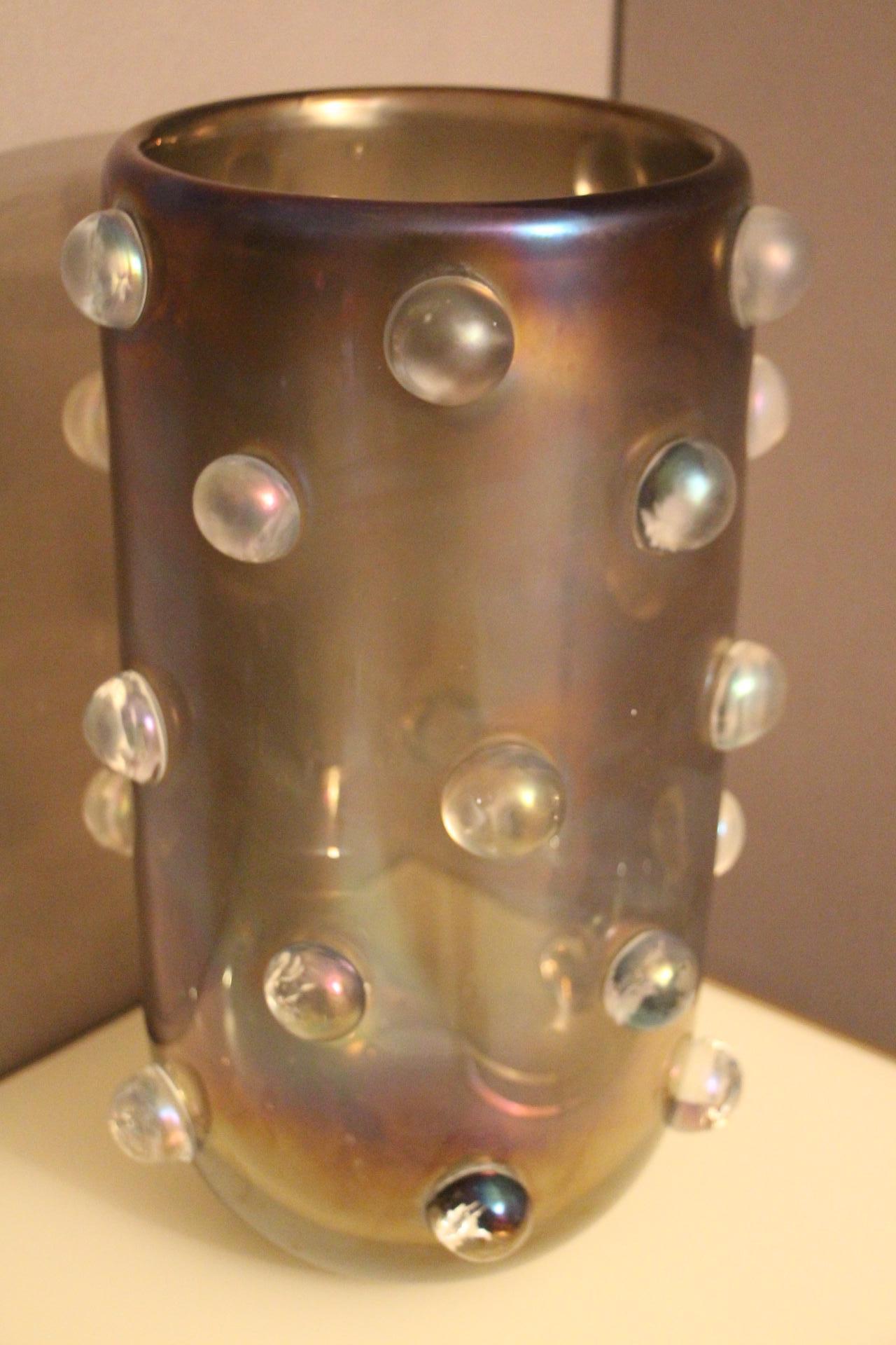 Italian Iridescent Murano Glass Vase by Cenedese