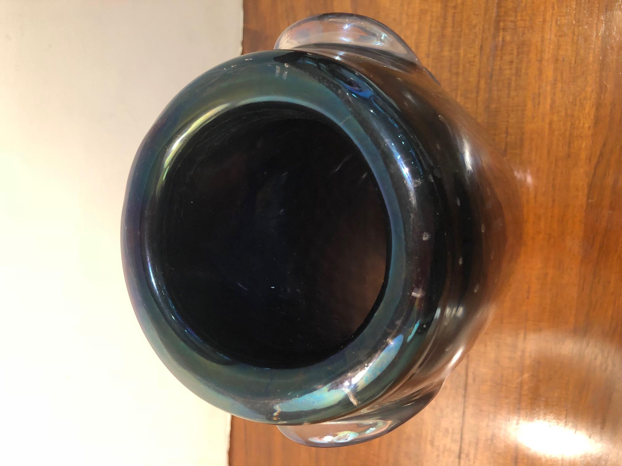 Italian Iridescent Murano Glass Vase, circa 1950s