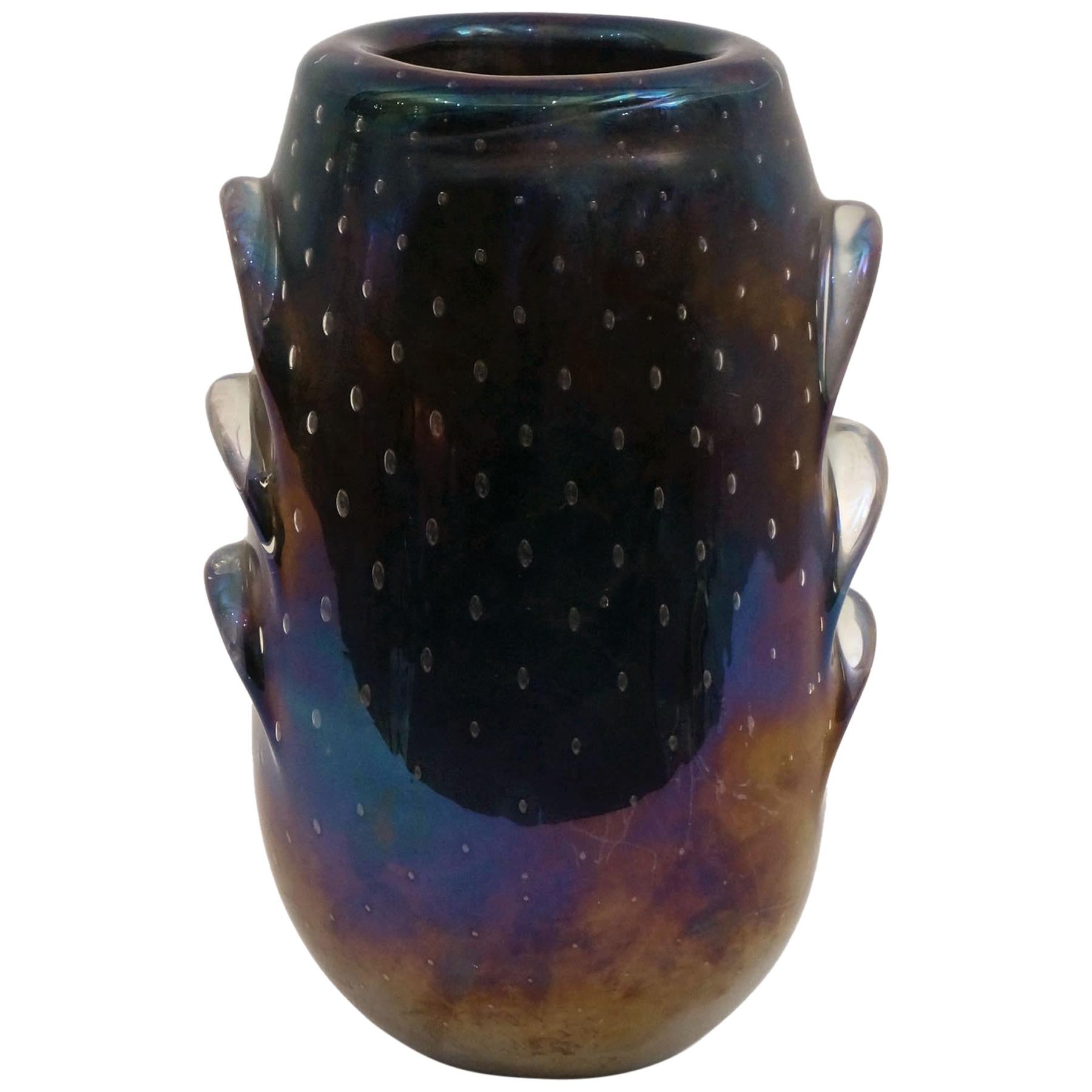 Iridescent Murano Glass Vase, circa 1950s