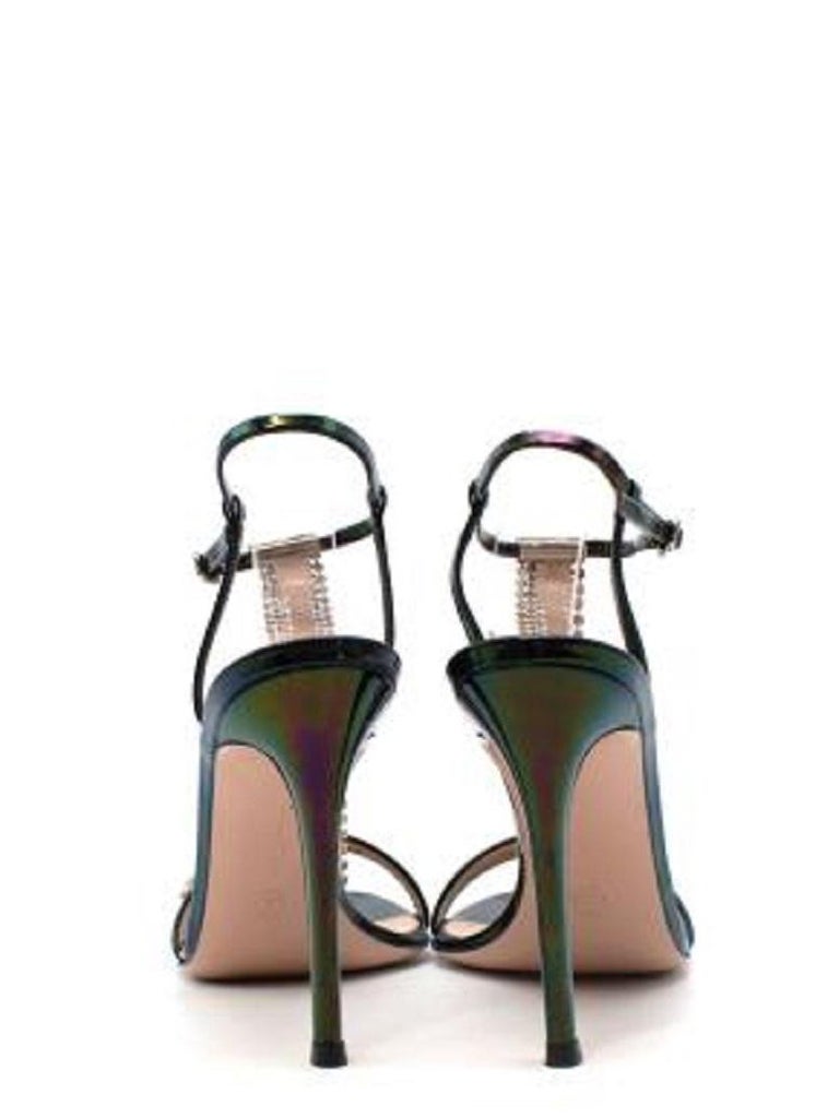 Gianvito Rossi Iridescent Patent and Crystal Embellished Selma Heeled Sandals For Sale at 1stDibs