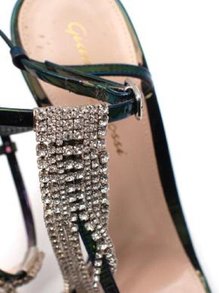 Gianvito Rossi Iridescent Patent and Crystal Embellished Selma Heeled Sandals For Sale at 1stDibs