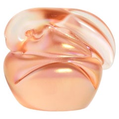 Iridescent Peach Art Glass Bunny