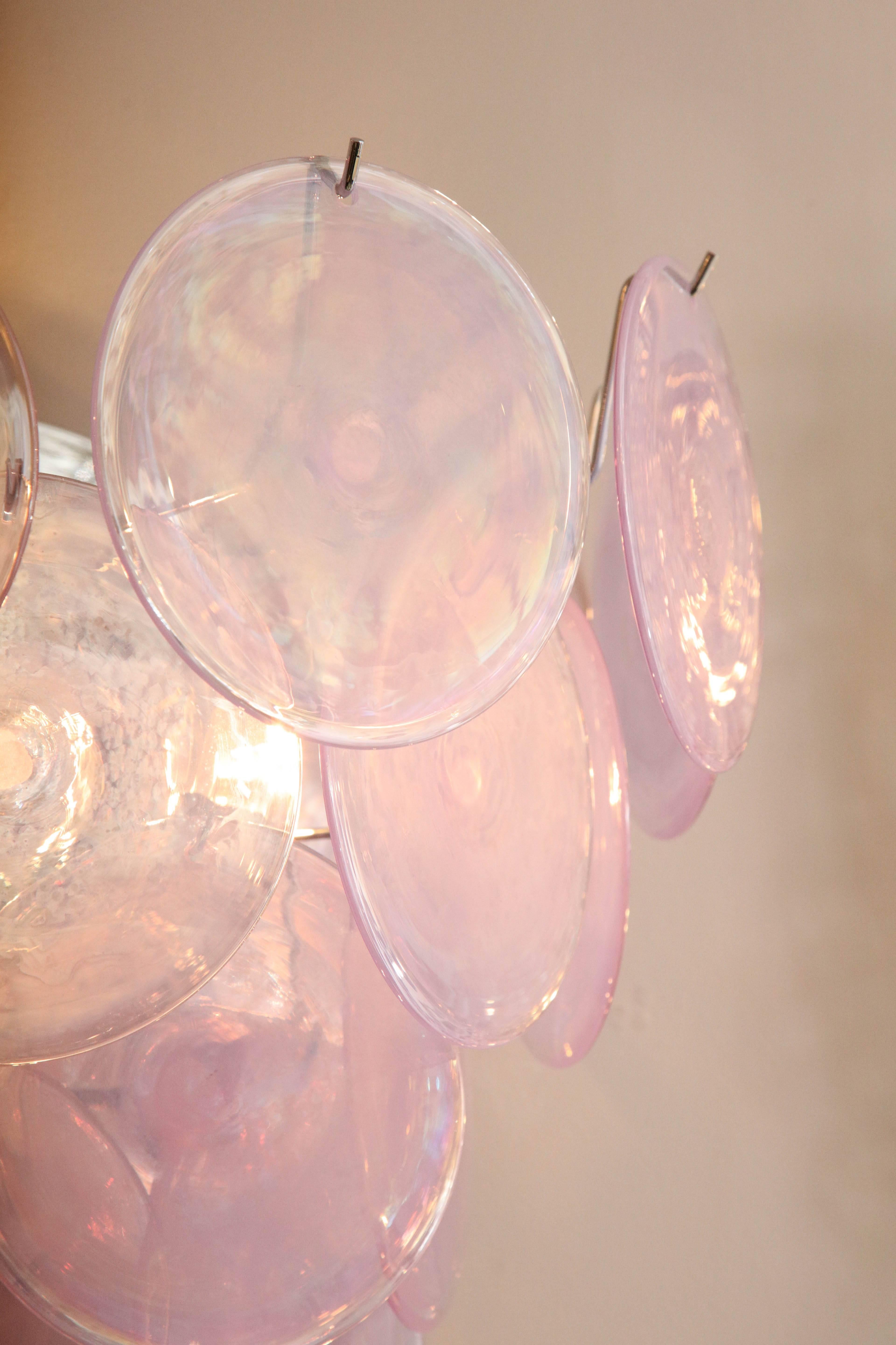 Contemporary Custom Pair of Alex Iridescent Murano Glass Disc Sconces For Sale
