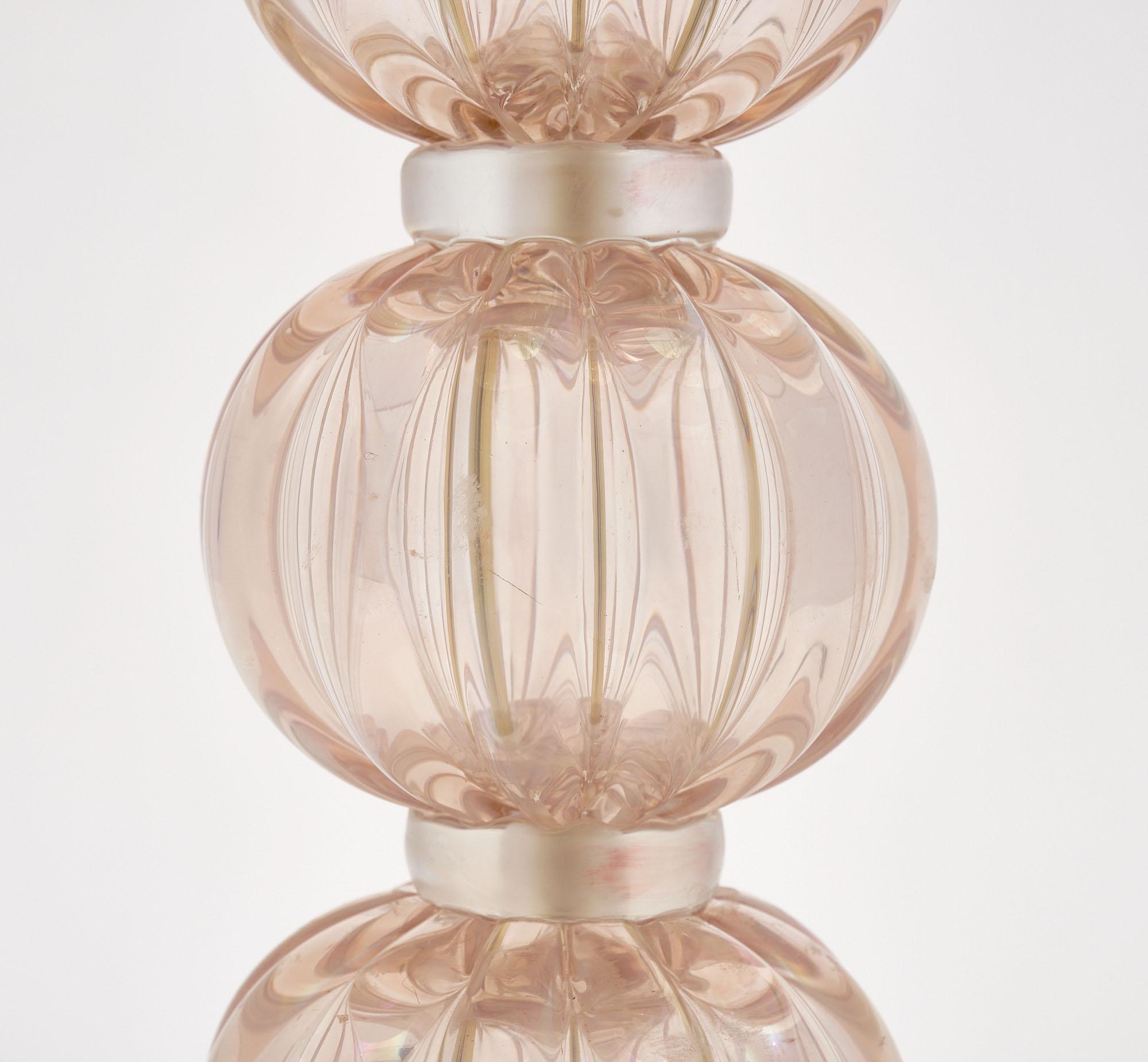 Contemporary Iridescent Pink Murano Glass Lamp