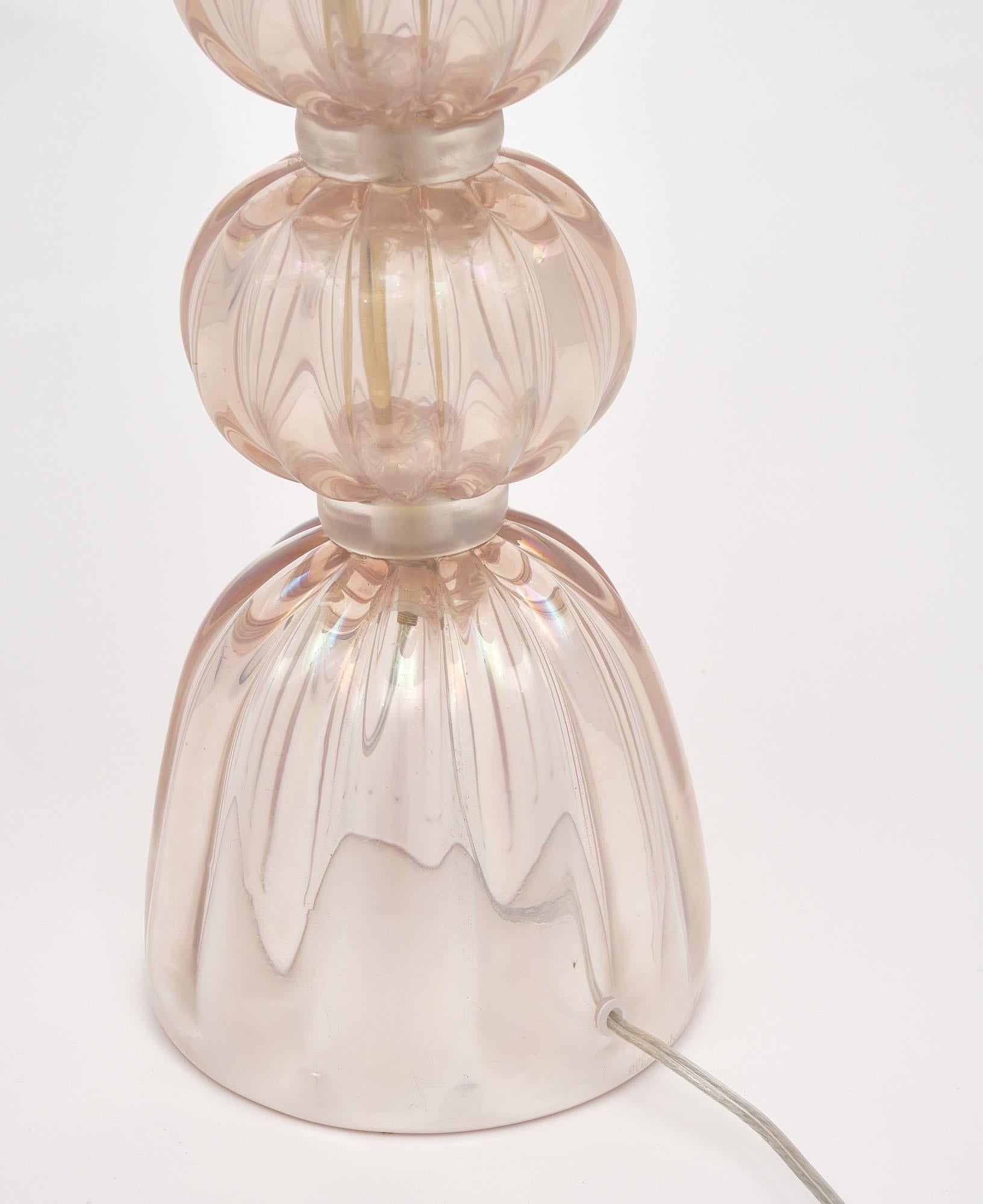 Iridescent Pink Murano Glass Lamp 2