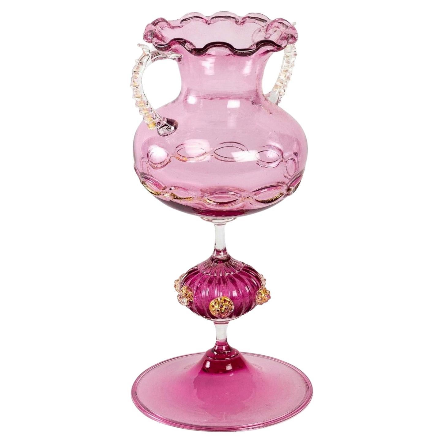 Iridescent Pink Сoloured Glass, Murano