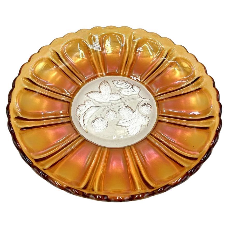 Iridescent Platter, Huta Hortensja, 1930s