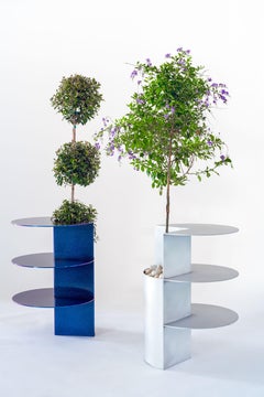 Iridescent Plum Blue Side Table Planter by Birnam Wood Studio
