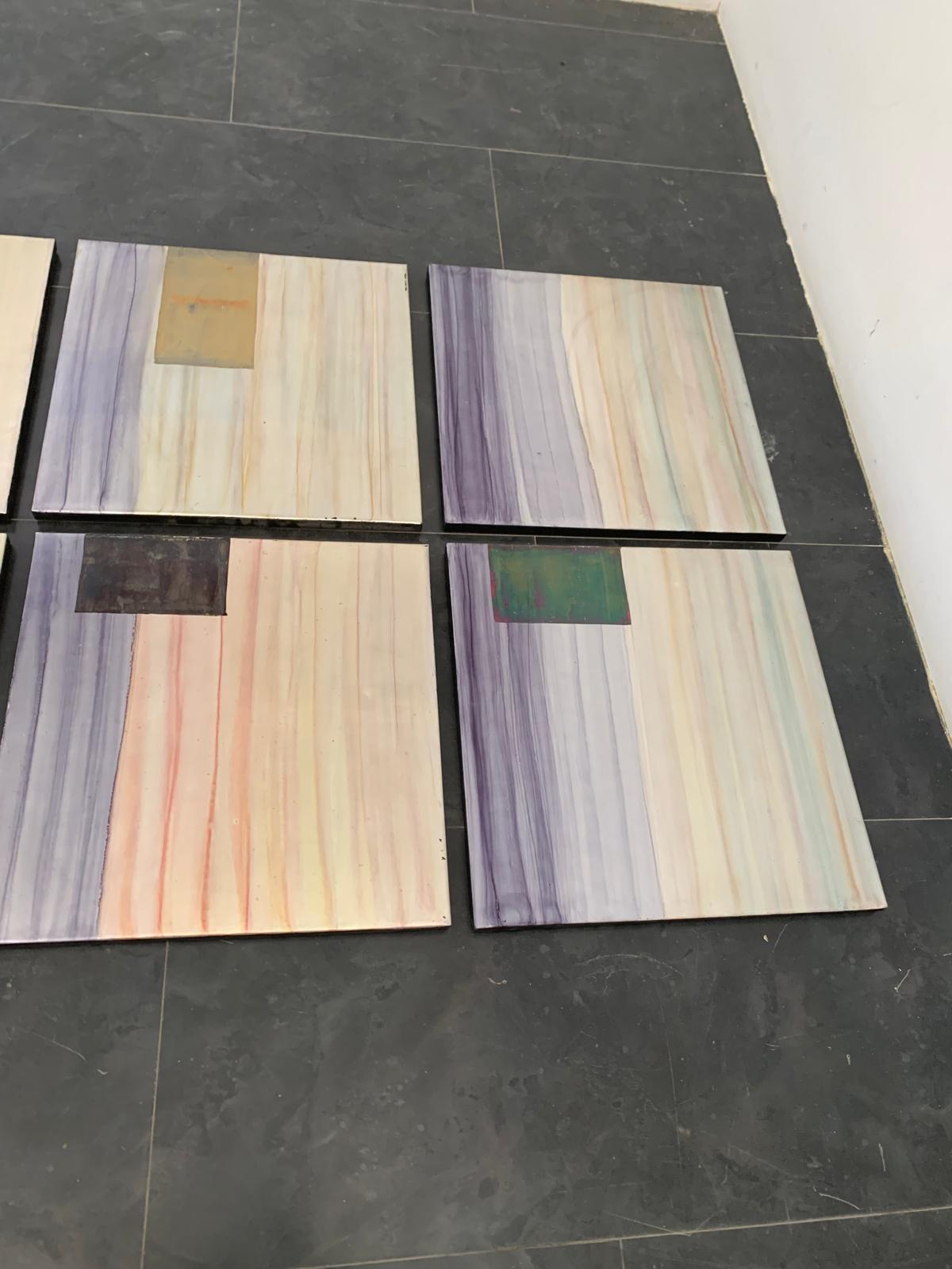 Iridescent Polychrome Abstract Panels in Metal, 1980s, Set of 8 For Sale 8