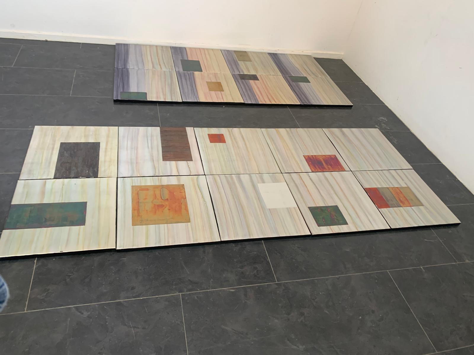 Iridescent Polychrome Abstract Panels in Metal, 1980s, Set of 8 For Sale 10