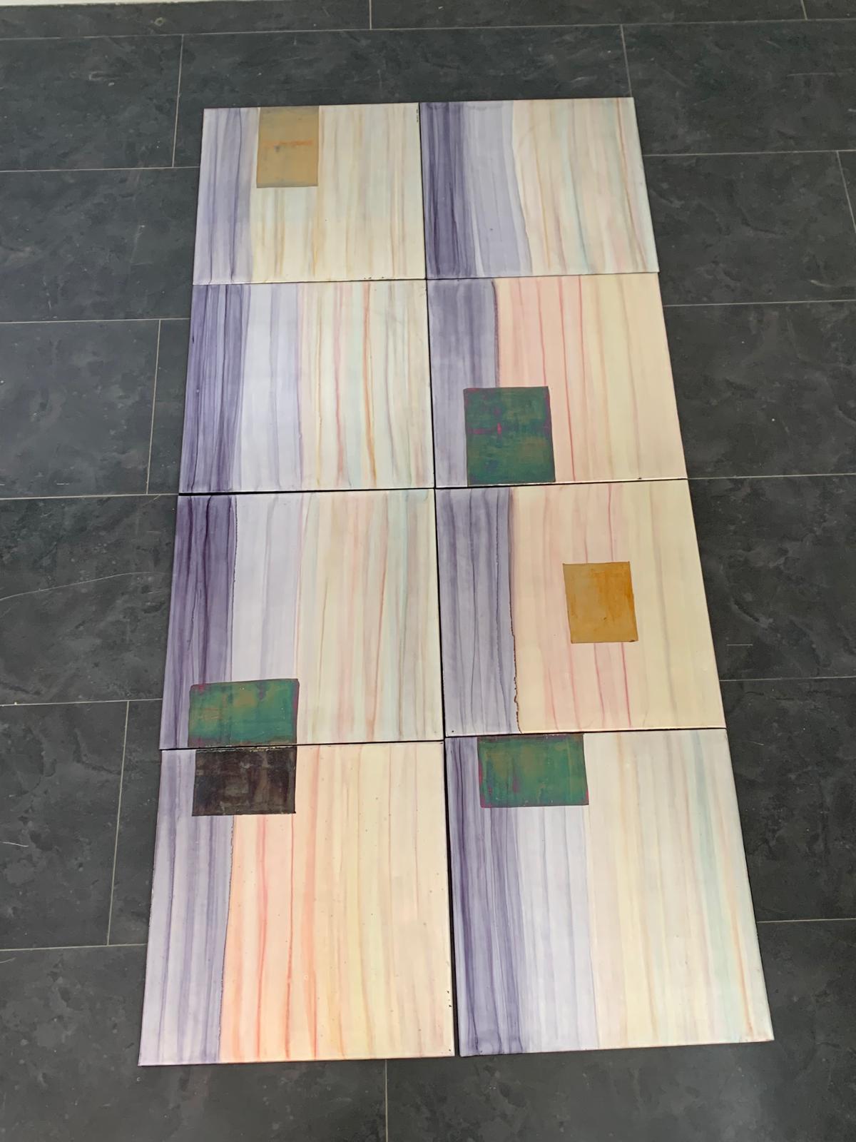 Iridescent Polychrome Abstract Panels in Metal, 1980s, Set of 8 For Sale 12