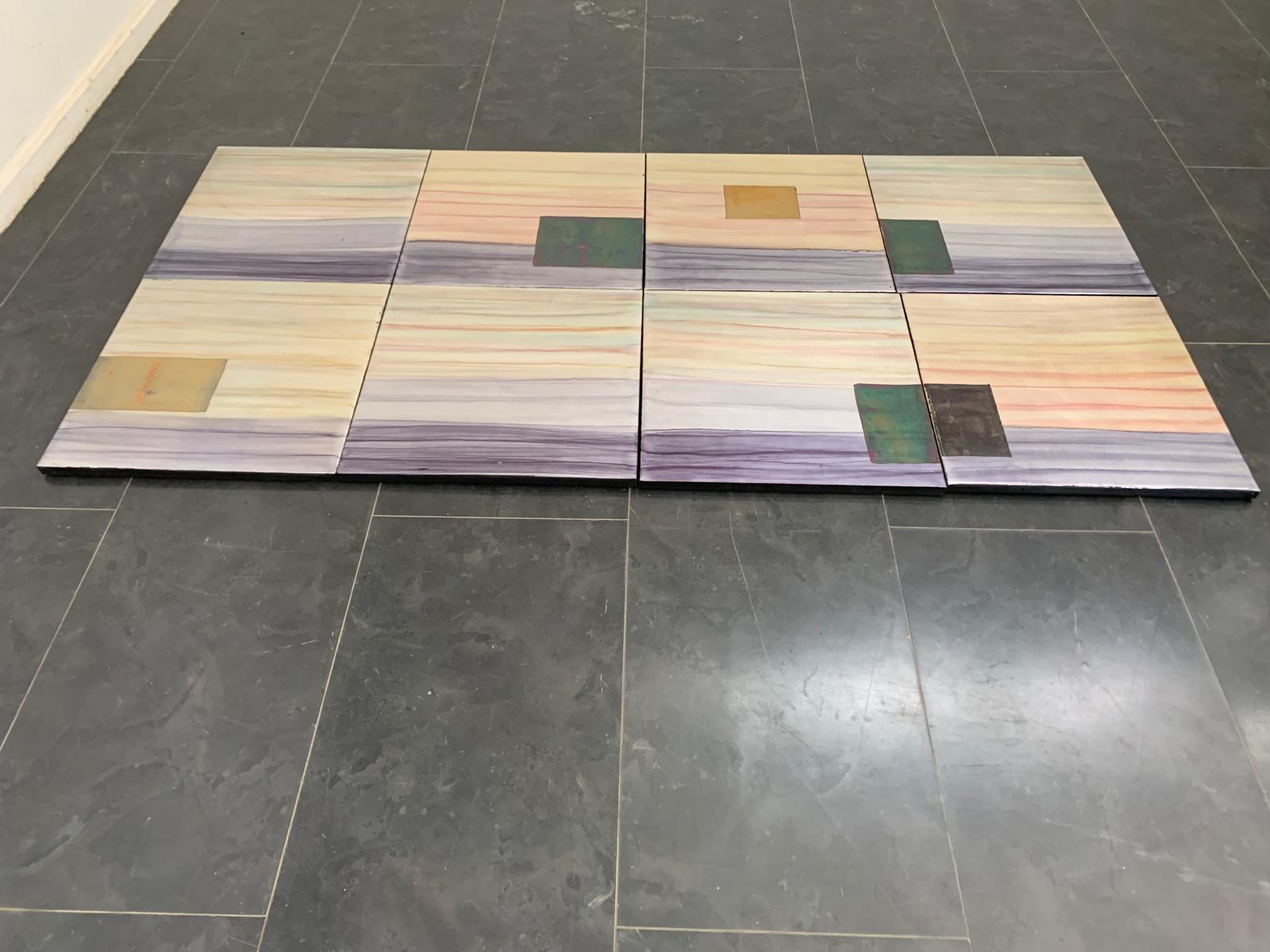 Iridescent Polychrome Abstract Panels in Metal, 1980s, Set of 8 For Sale 5