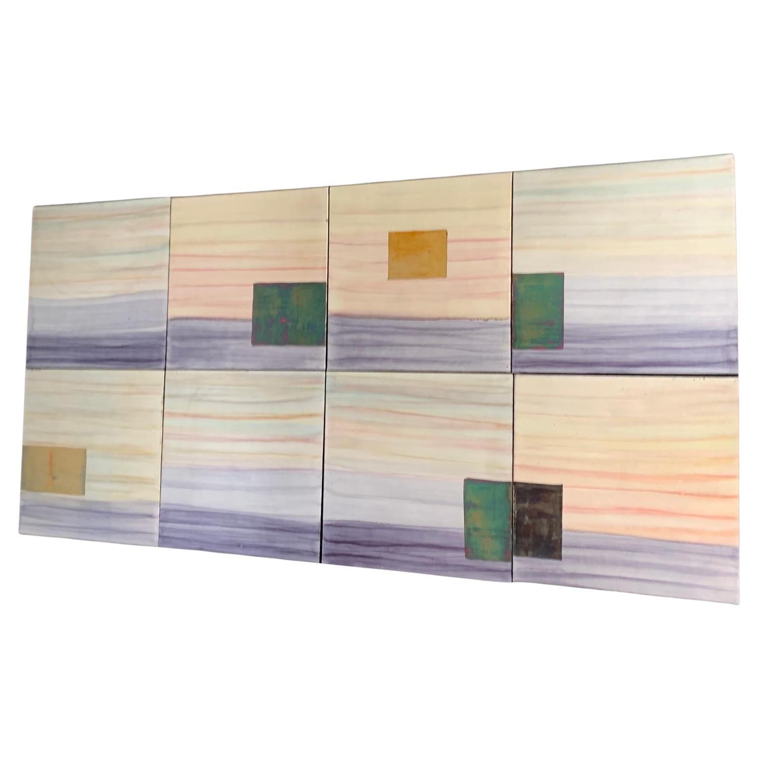 Iridescent Polychrome Abstract Panels in Metal, 1980s, Set of 8
