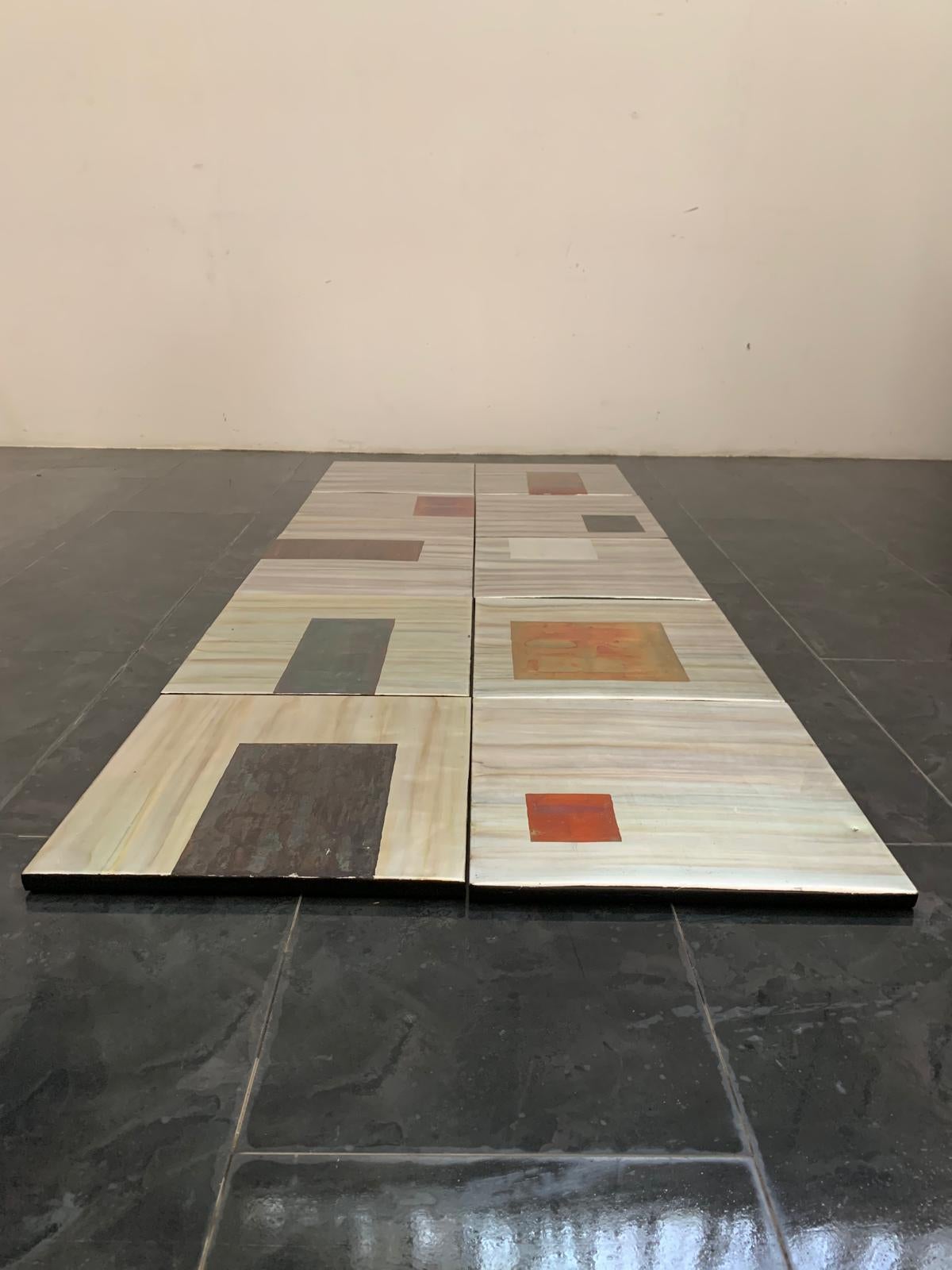 Abstrakte Metalltafeln in schillernden Farben, 1980er Jahre, 10er-Set, Set im Angebot 9