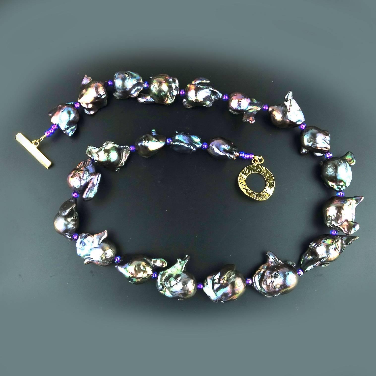 Women's Iridescent Purple Fireball Pearl Necklace