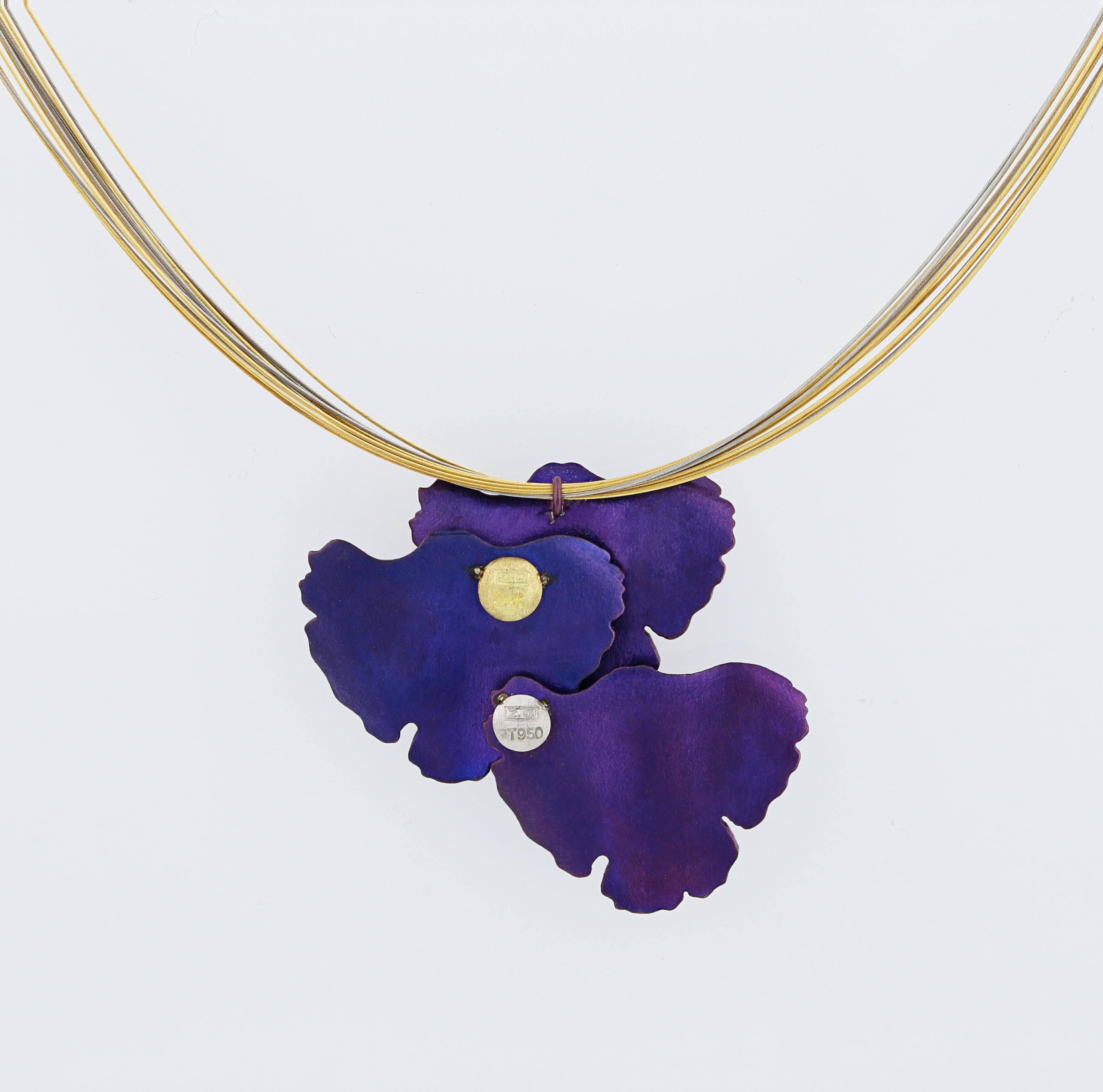 Iridescent Purple Ginkgo Pendant by Zoltan David In New Condition In Austin, TX