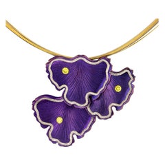 Iridescent Purple Ginkgo Pendant by Zoltan David