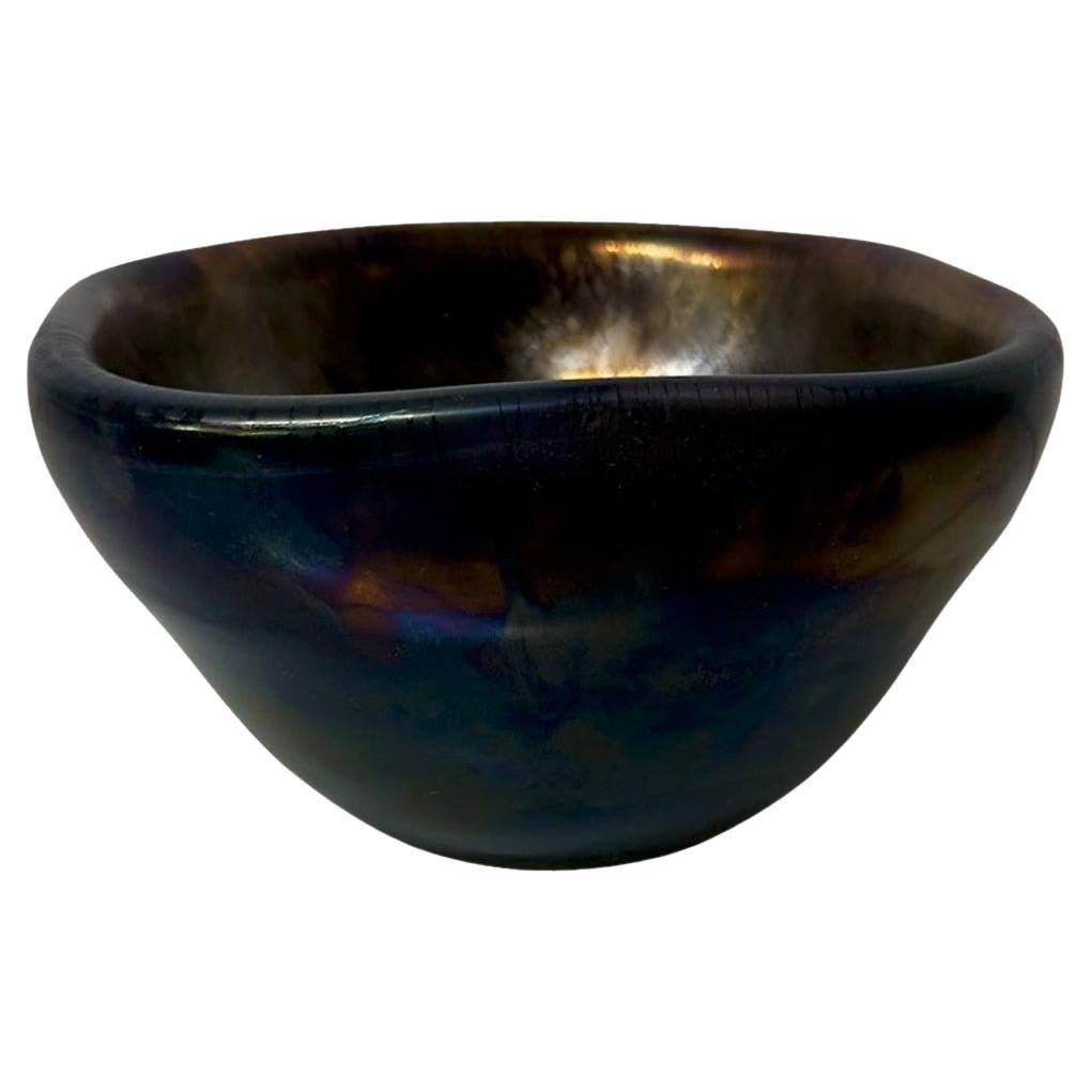 Bol en verre de Murano de style Raku irisé