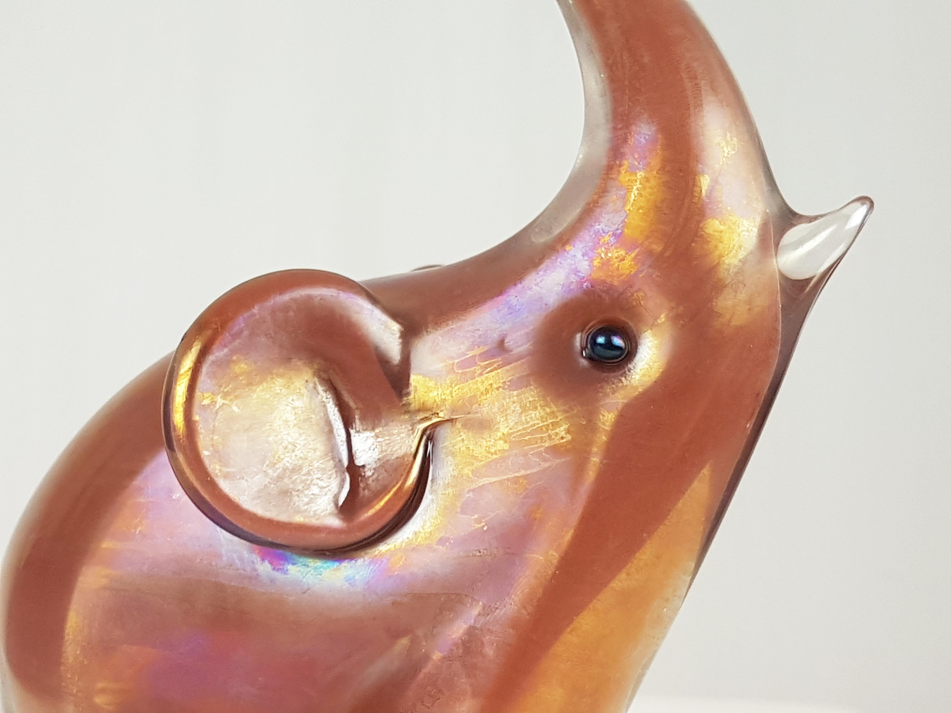Iridescent Red Murano Glass 1960s Elephant Attributed to Archimede Seguso For Sale 3