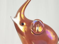 Iridescent Red Murano Glass 1960s Elephant Attributed to Archimede Seguso