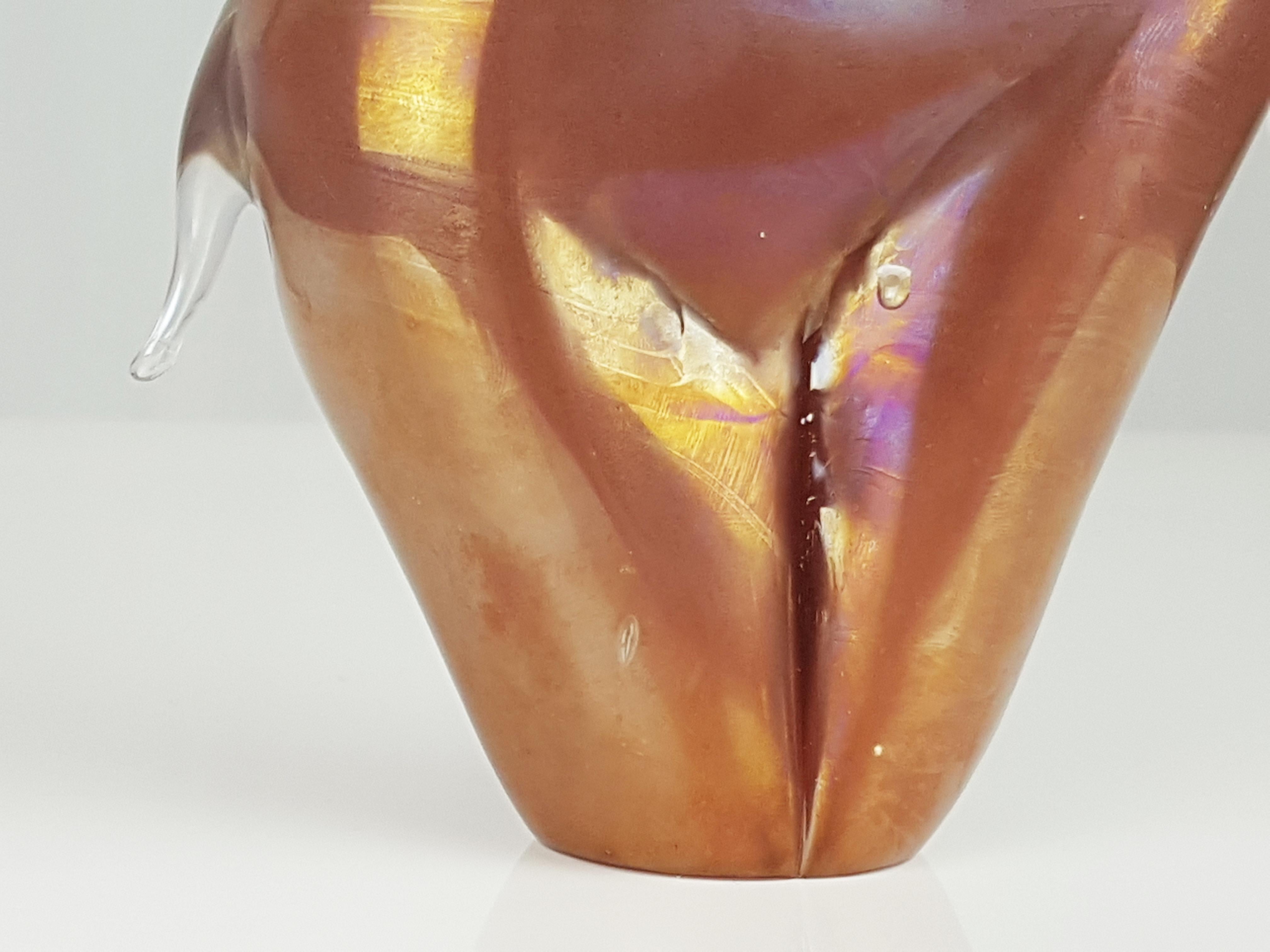 Hand-Crafted Iridescent Red Murano Glass 1960s Elephant Attributed to Archimede Seguso For Sale