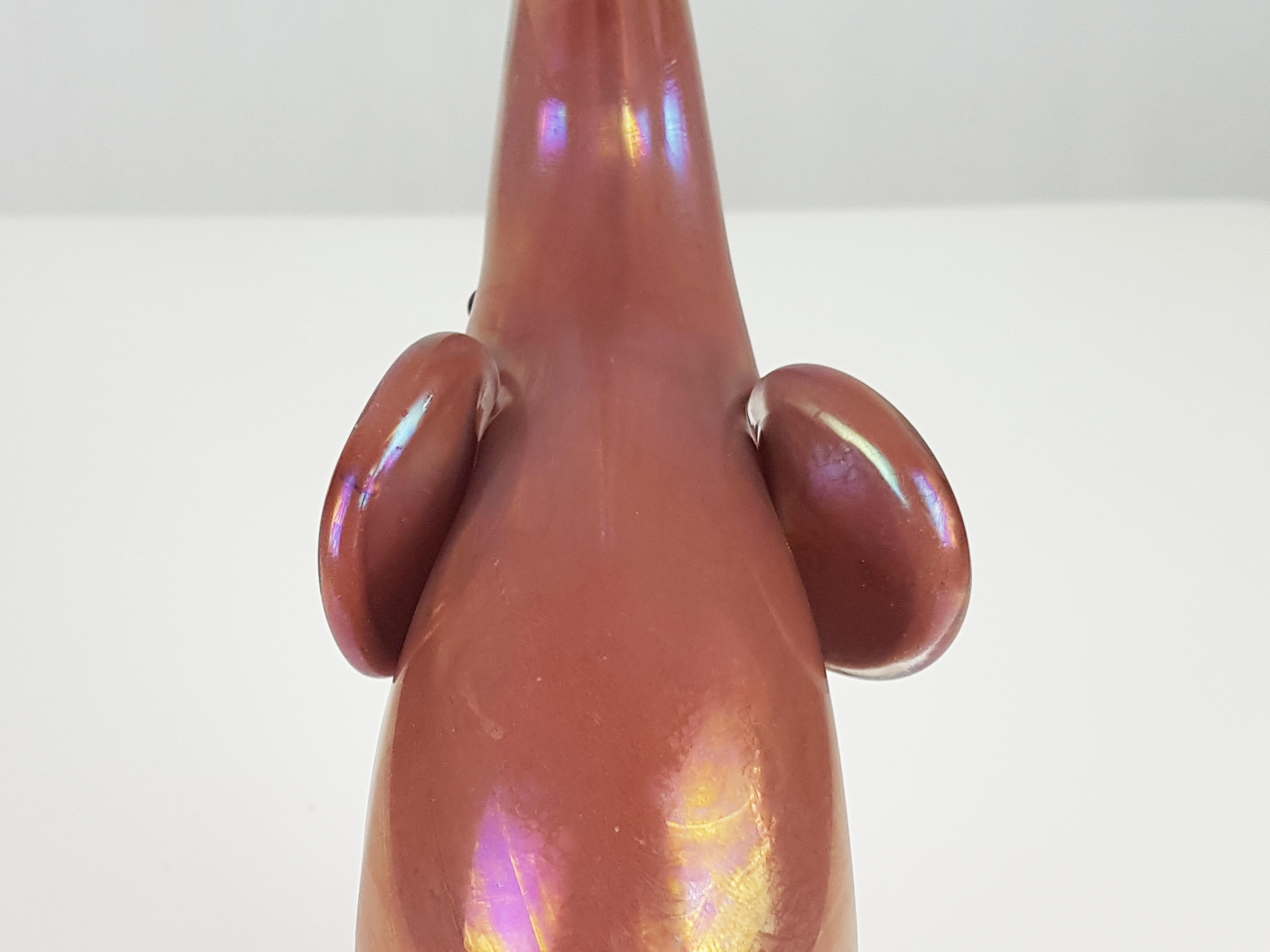 Mid-20th Century Iridescent Red Murano Glass 1960s Elephant Attributed to Archimede Seguso For Sale