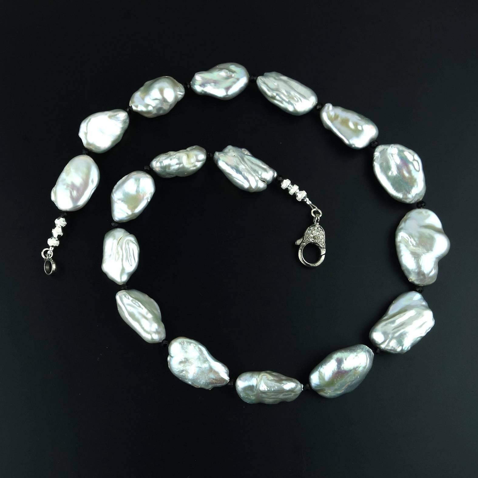Women's Iridescent Silvery Baroque Pearl Necklace